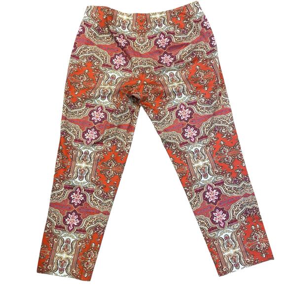 TALBOTS Signature Grecian Paisley Ankle Pants Women's 12 Boho Chic Maximalist - Picture 2 of 10